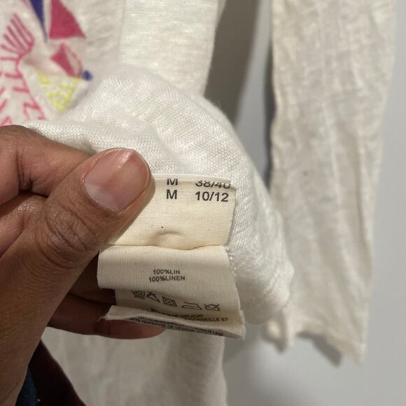 EKYOG Women's White Colorful Print Linen Top Size M - Picture 5 of 7